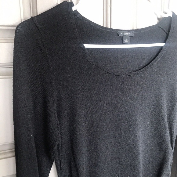 Ann Taylor Sweater SzS Lt Weight Ruched Sides Long Sleeves Tunic Length Used - Picture 8 of 11